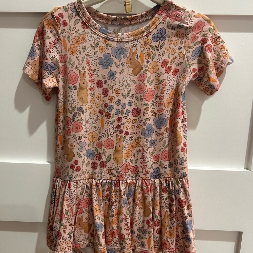 Floral Bunny Print Kids One Piece